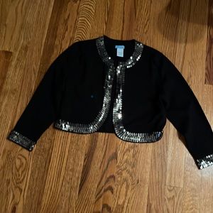 U Knit cropped black beaded cardigan